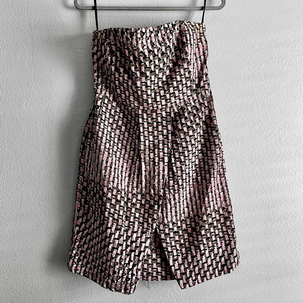 Strapless Dress, Pink Grey White Size 12, Pockets Dress